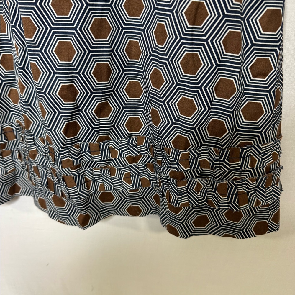 Tory Burch Women Babydoll Sleeveless Sheath Dress 10 Geometric Ruffle Rockabilly - Picture 7 of 10